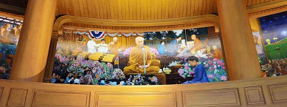 ภาพรวมจิตรกรรมติดเสาเจดีย์ ฉากที่ ๑๑ โครงการช่วยชาติ